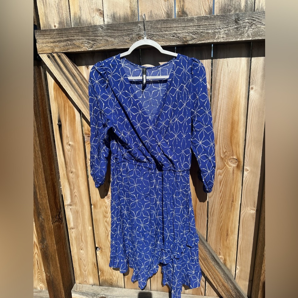 Tracy Reese Navy and Gold Long Sleeve Dress